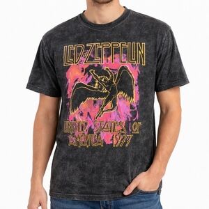 Led Zeppelin ($70) 1977 USA Tour Band Tee Vintage Wash Graphic T-Shirt Rock